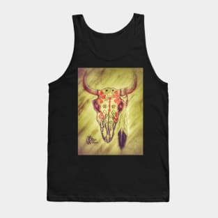 Bull Sugar Skull in Grunge Tank Top